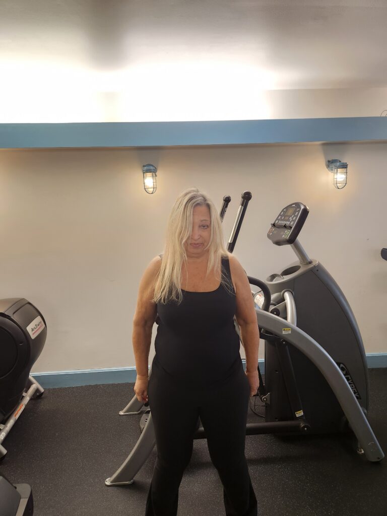 Before picture of middle aged woman with blonde hair | Smart Moves Fitness online personal trainer